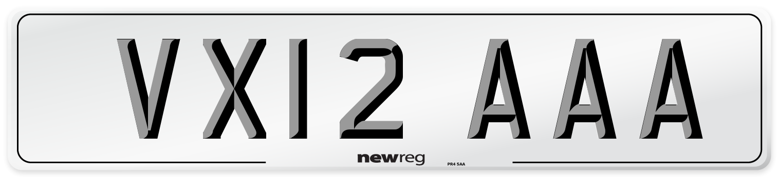 VX12 AAA Number Plate from New Reg